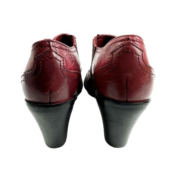 Antonio Melani Shoe Boot 6.5 Red Leather Tooled Western Bootie Heel Womens - Picture 6 of 12